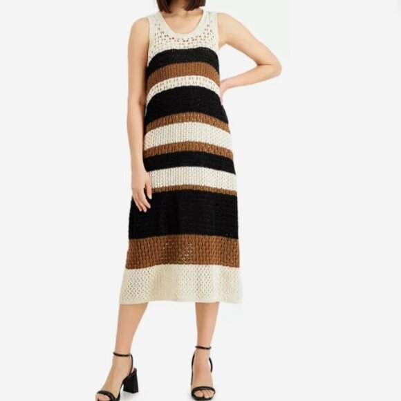 Weekend Max Mara Dyser Sleeveless Crochet Knit Multicolor Midi Dress - Picture 1 of 8